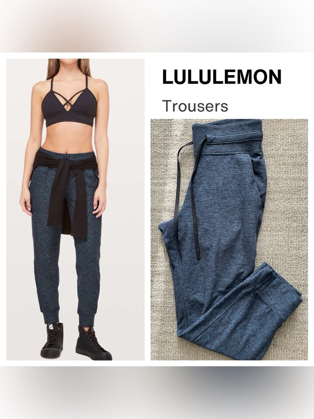 LULULEMON ATHLETICA Ready To Rulu Heathered Navy Blue Jogger Track Pants